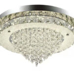 18W LED Ceiling Light with Crystal round base with glass covering and round pointing bunch of crystal and 18W LED