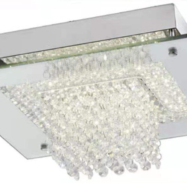 Square 18W LED Ceiling Light with Crystal & glass covering