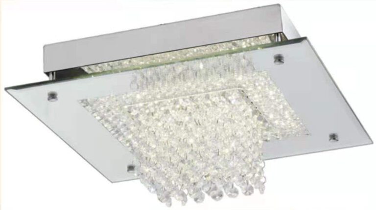 Square 18W LED Ceiling Light with Crystal & glass covering