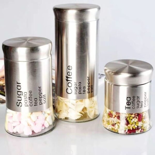 Beautiful 3 Piece Tea Coffee Sugar Containers Set