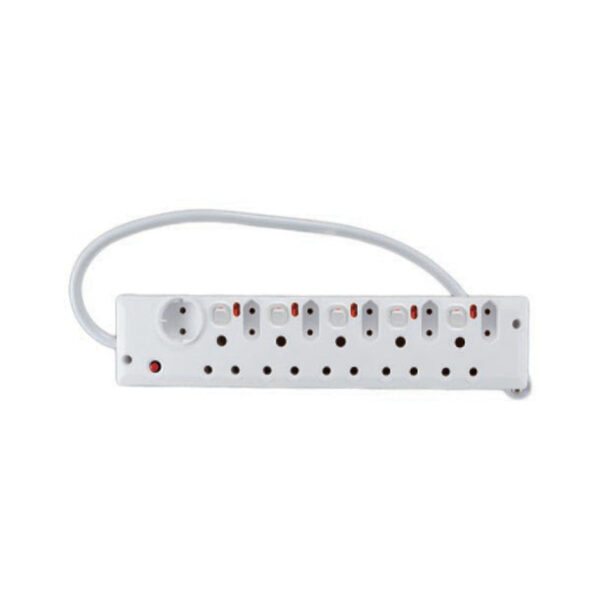 11 way adapter with 5 switches 5-Euro+5-SA +1-Schuko plug adapter with 500mm lead and Overload Protection & individual isolating switch with separate power indication light