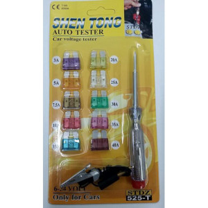 Blade type car fuses and circuit tester kit